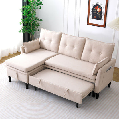 Beige L-shaped reversible chaise sectional with storage, HouseOfZazla sleeper ottomans on Tampa Home & Garden Store