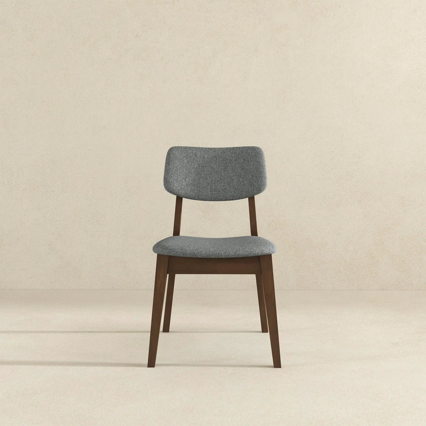 Carlos solid back side chair, gray fabric upholstery with wood legs, by Unique Piece Furniture on Tampa Home & Garden Store
