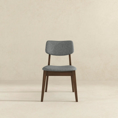 Carlos solid back side chair, gray fabric upholstery with wood legs, by Unique Piece Furniture on Tampa Home & Garden Store