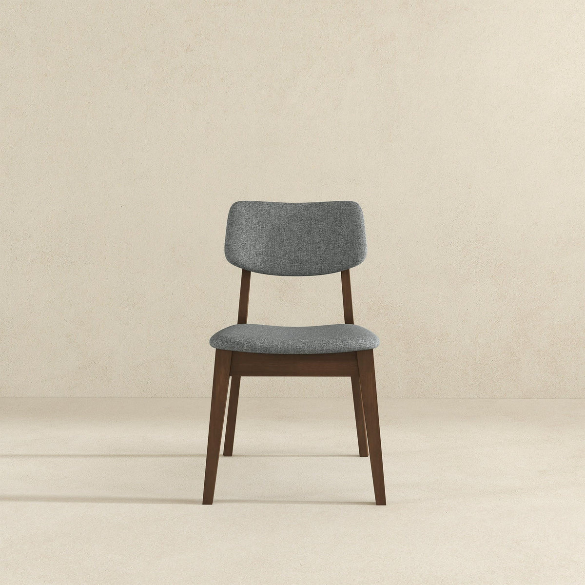 Solid back side chair in gray fabric with wood legs HouseOfZazla mid-century design on Tampa Home & Garden Store