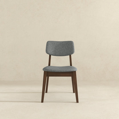 Solid back side chair in gray fabric with wood legs HouseOfZazla mid-century design on Tampa Home & Garden Store