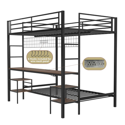 Ethan bunk bed with desk and storage shelves, black metal frame by HouseOfZazla on Tampa Home & Garden Store