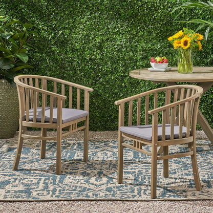 Outdoor Wooden Dining Chairs With Cushions (Set of 2) HouseOfZazla around table with sunflowers on Tampa Home & Garden Store