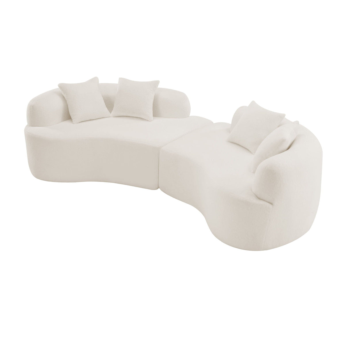 Curved 4 Seater Full Compression Sponge Sofa cream with cushions HouseOfZazla on Tampa Home & Garden Store