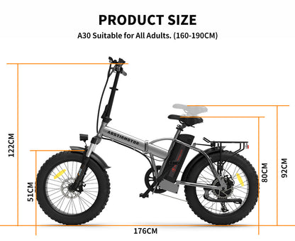 Foldable Electric Fat Tire Bike 20 Inch by UpTrend Deals, dual disc brakes, fenders on Tampa Home & Garden Store