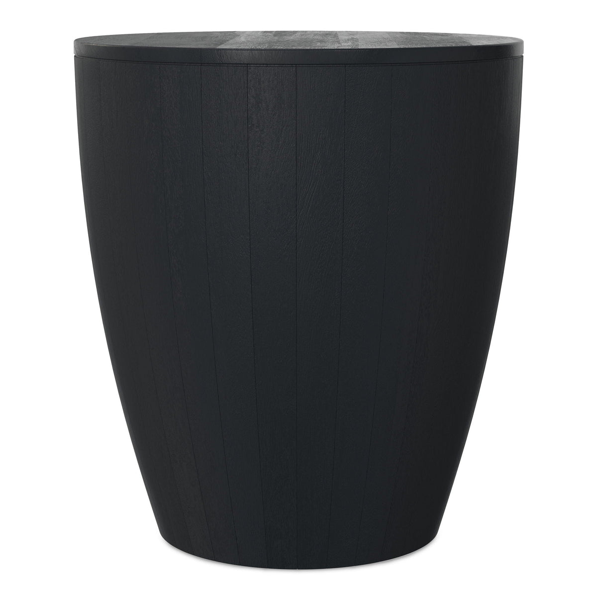 HouseOfZazla solid mango wood drum side table in black finish on Tampa Home & Garden Store