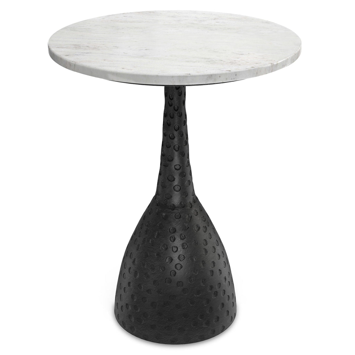 Black Marble Side Table with hammered aluminum base by HouseOfZazla on Tampa Home & Garden Store