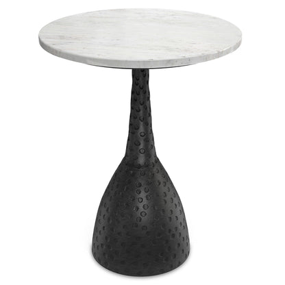 Black Marble Side Table with hammered aluminum base by HouseOfZazla on Tampa Home & Garden Store