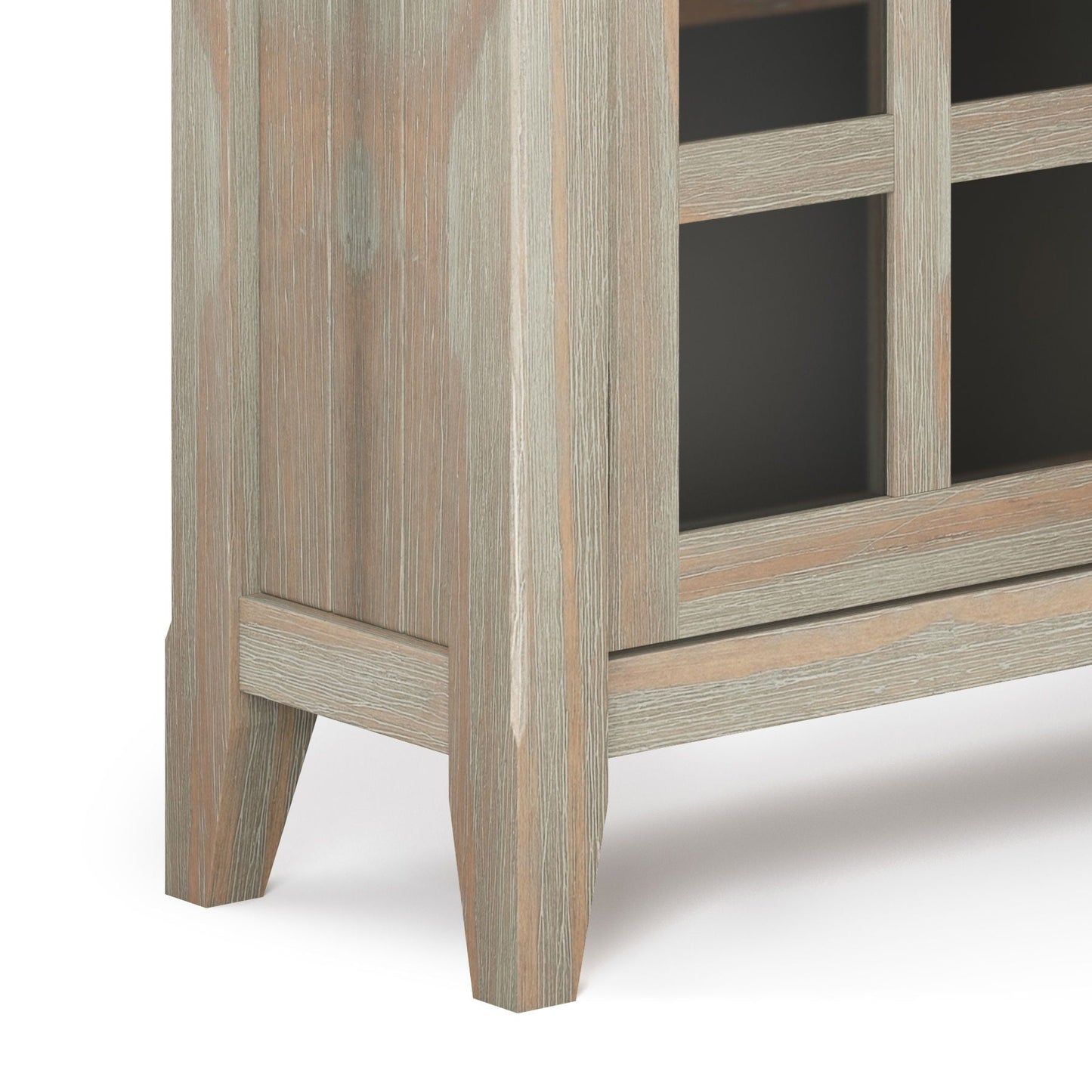 Acadian Handcrafted Entryway Storage Cabinet HouseOfZazla, weathered gray oak with open shelves on Tampa Home & Garden Store
