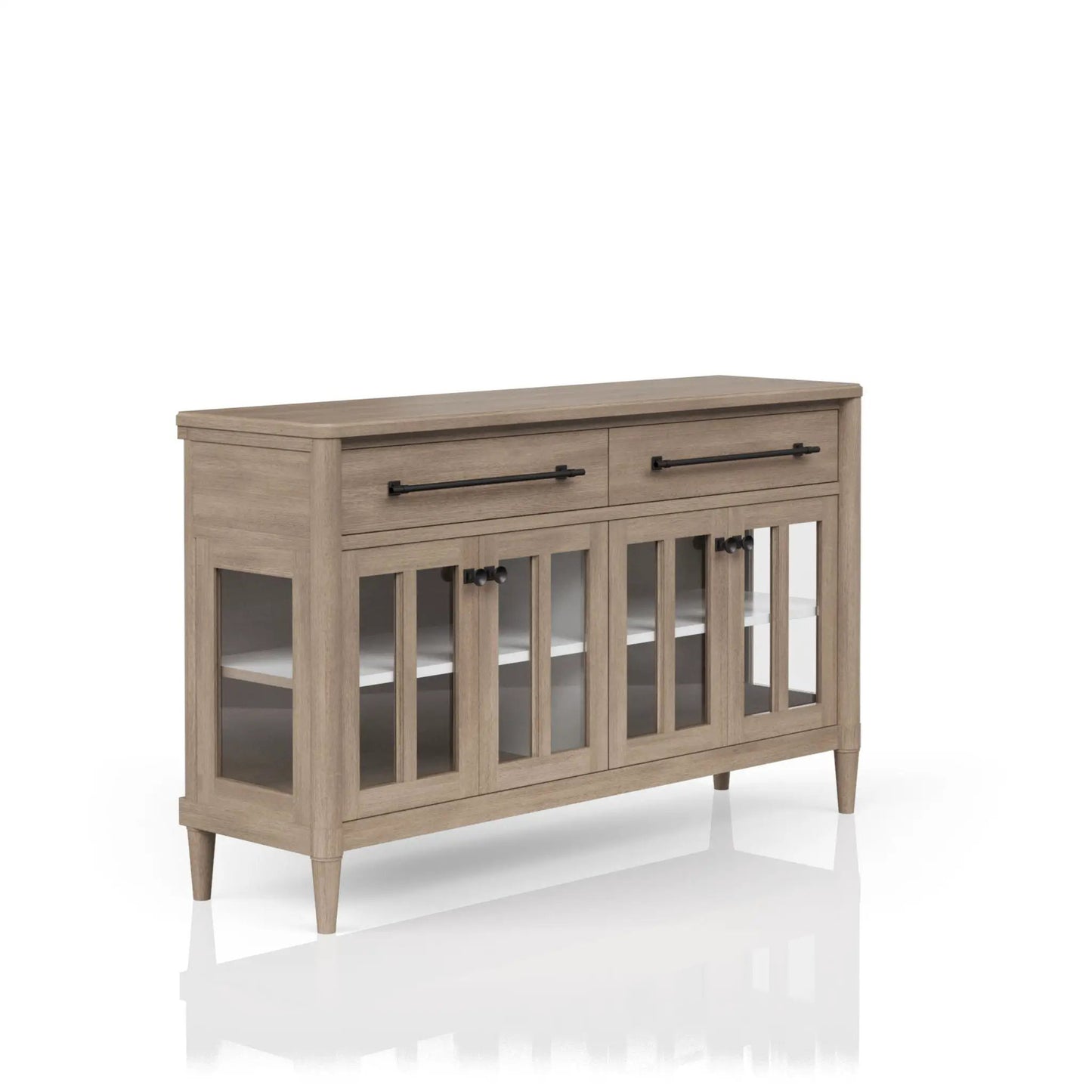 Power Ready Buffet With Glass Cabinet Doors Sand