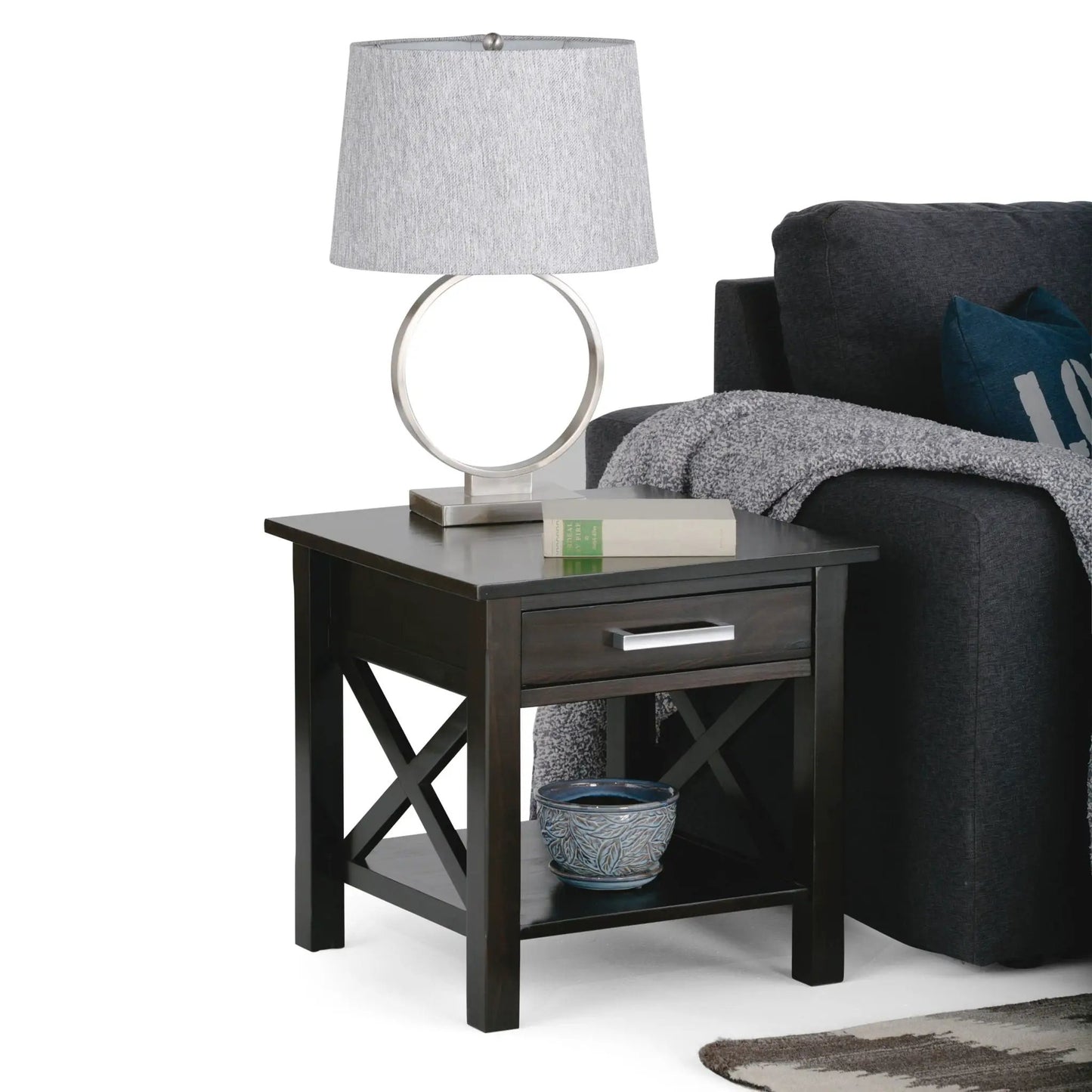 Kitchener console table in dark espresso wood with x-brace sides by Unique Piece Furniture on Tampa Home & Garden Store