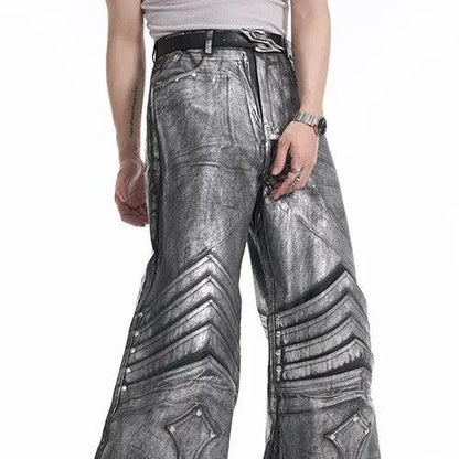 Design Dark Knight Wide-leg Pants gray leather with armored knee panels by FLIPSTYLEZLLC on Tampa Home & Garden Store