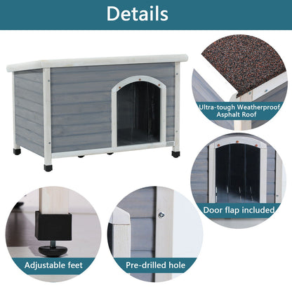 Medium wooden outdoor dog house with waterproof roof and adjustable feet on Tampa Home & Garden Store