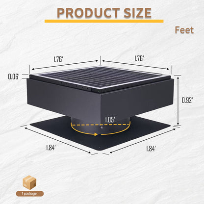 12in Solar Roof Vent Fan by HouseOfZazla, black housing, 40W dual power exhaust with remote on Tampa Home & Garden Store