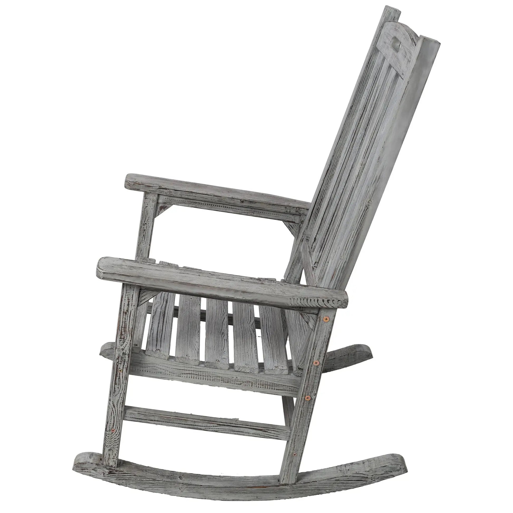 Oversized porch rocker chair with wide seat in gray wood by Unique Piece Furniture on Tampa Home & Garden Store