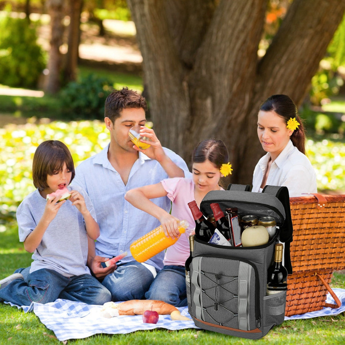 GemGear 36-can leakproof insulated cooler backpack in gray for picnics and travel on Tampa Home & Garden Store