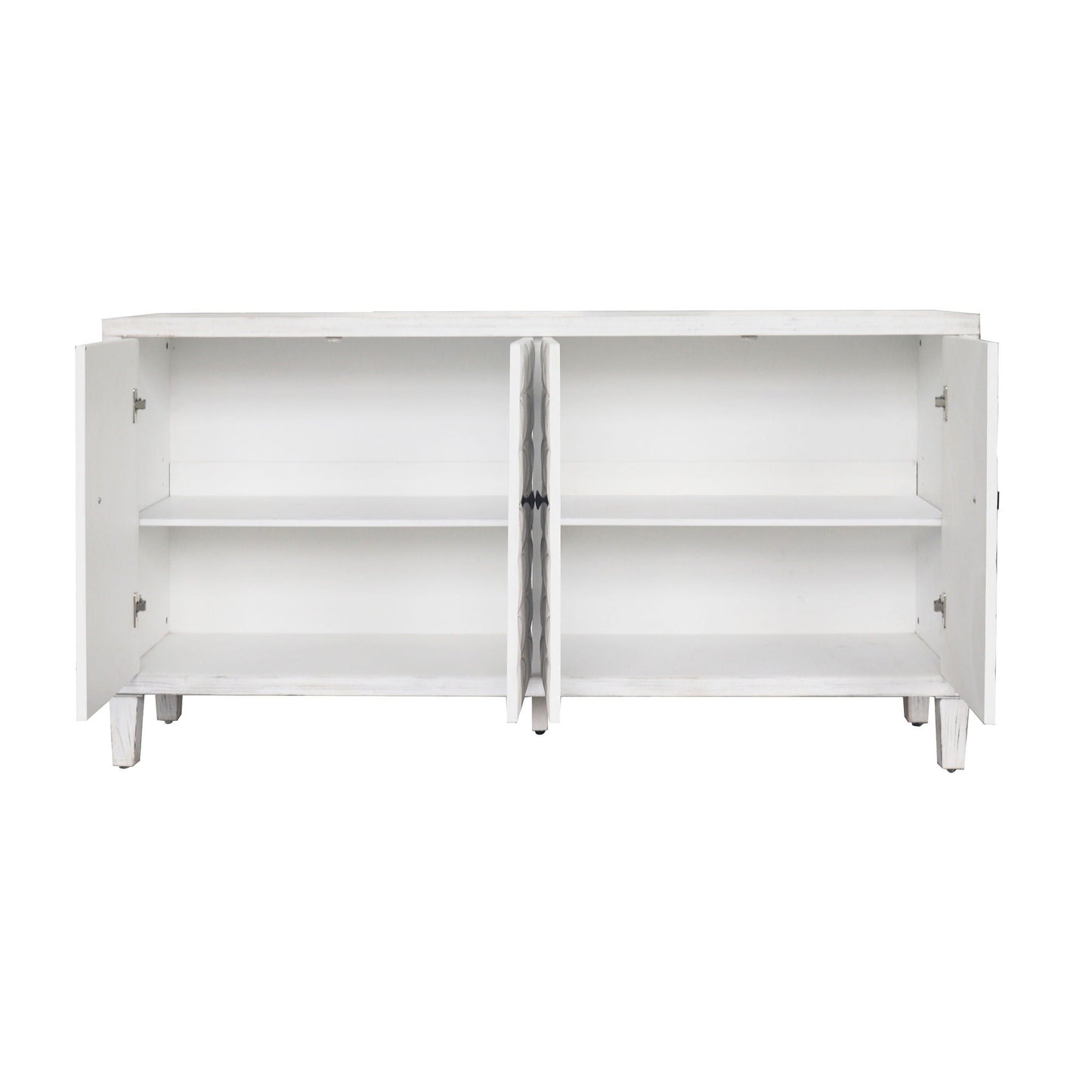 White Wash 4 Door Wooden Accent Cabinet for Home