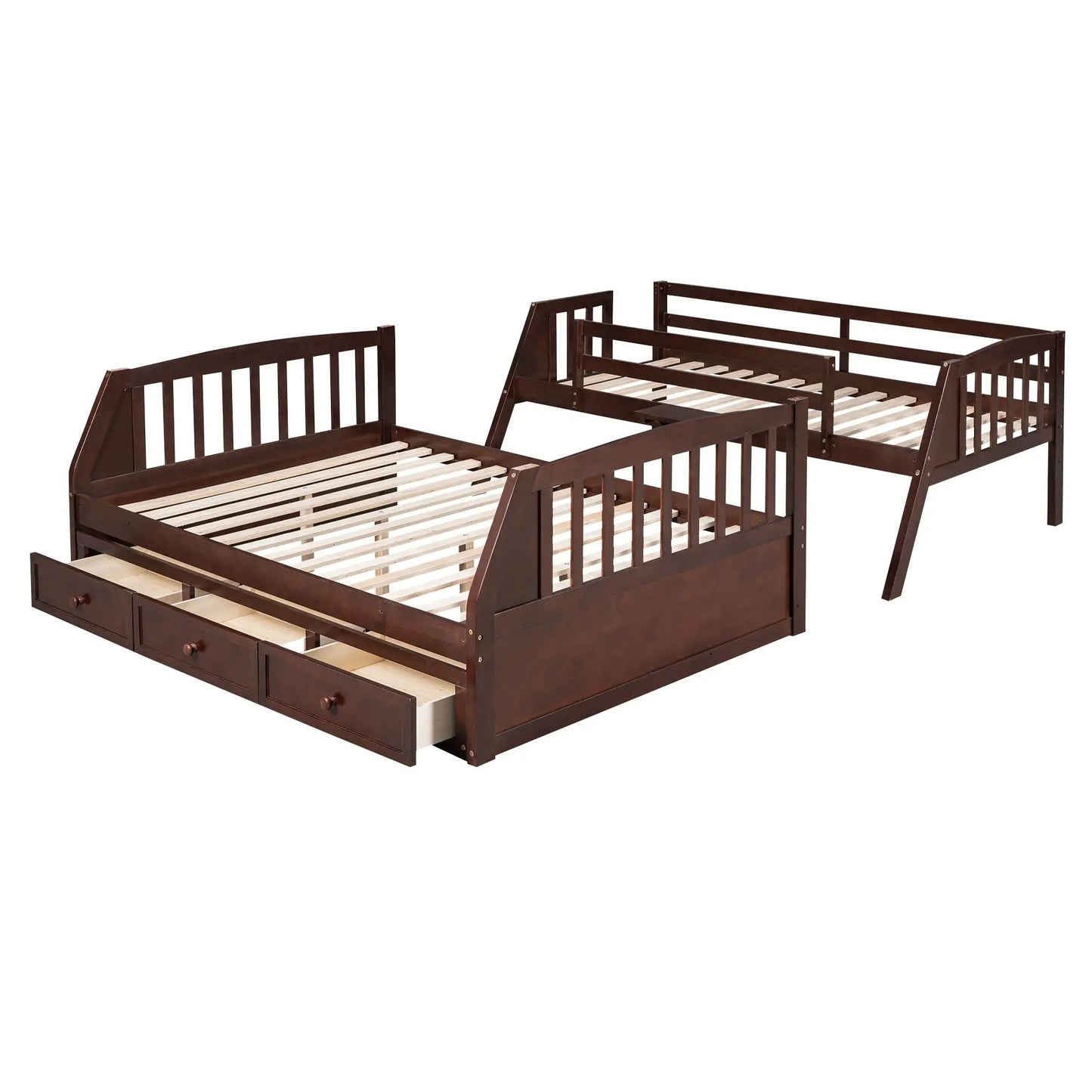 Bunk Bed With Drawers, Ladder And Storage Staircase in dark brown wood by Unique Piece Furniture on Tampa Home & Garden Store
