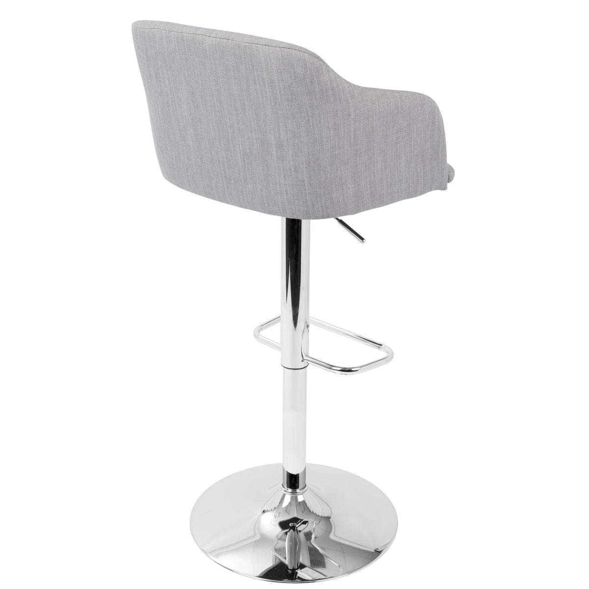 Contemporary adjustable barstool with swivel in light gray fabric chrome base HouseOfZazla on Tampa Home & Garden Store