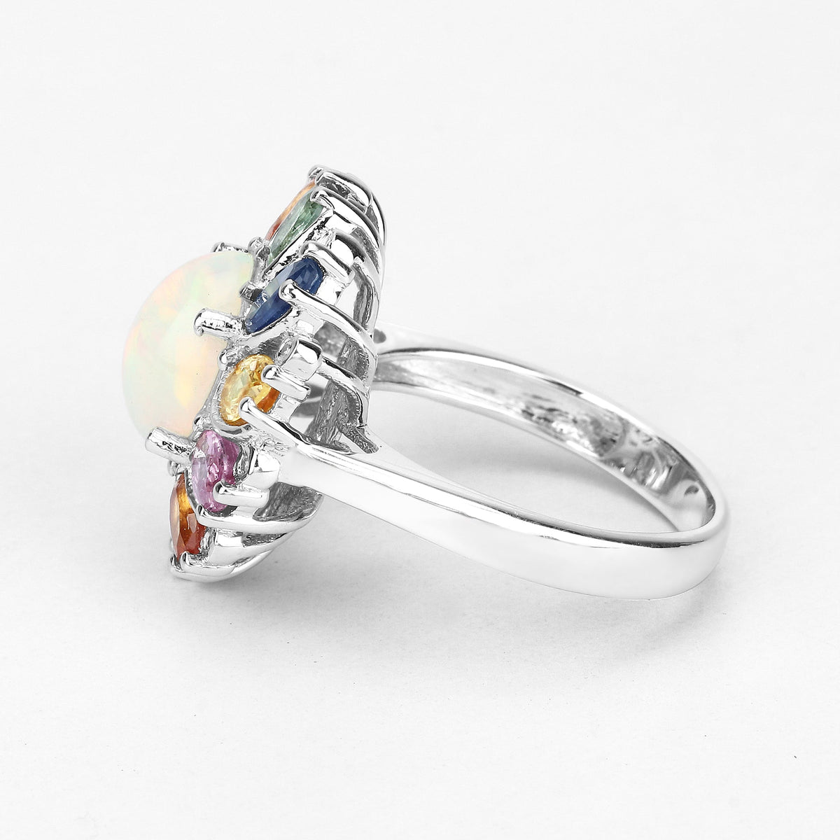Ring: 3.92ct Ethiopian opal with sapphire and white diamond accents in .925 sterling silver by Bids.com on Tampa Home & Garden Store