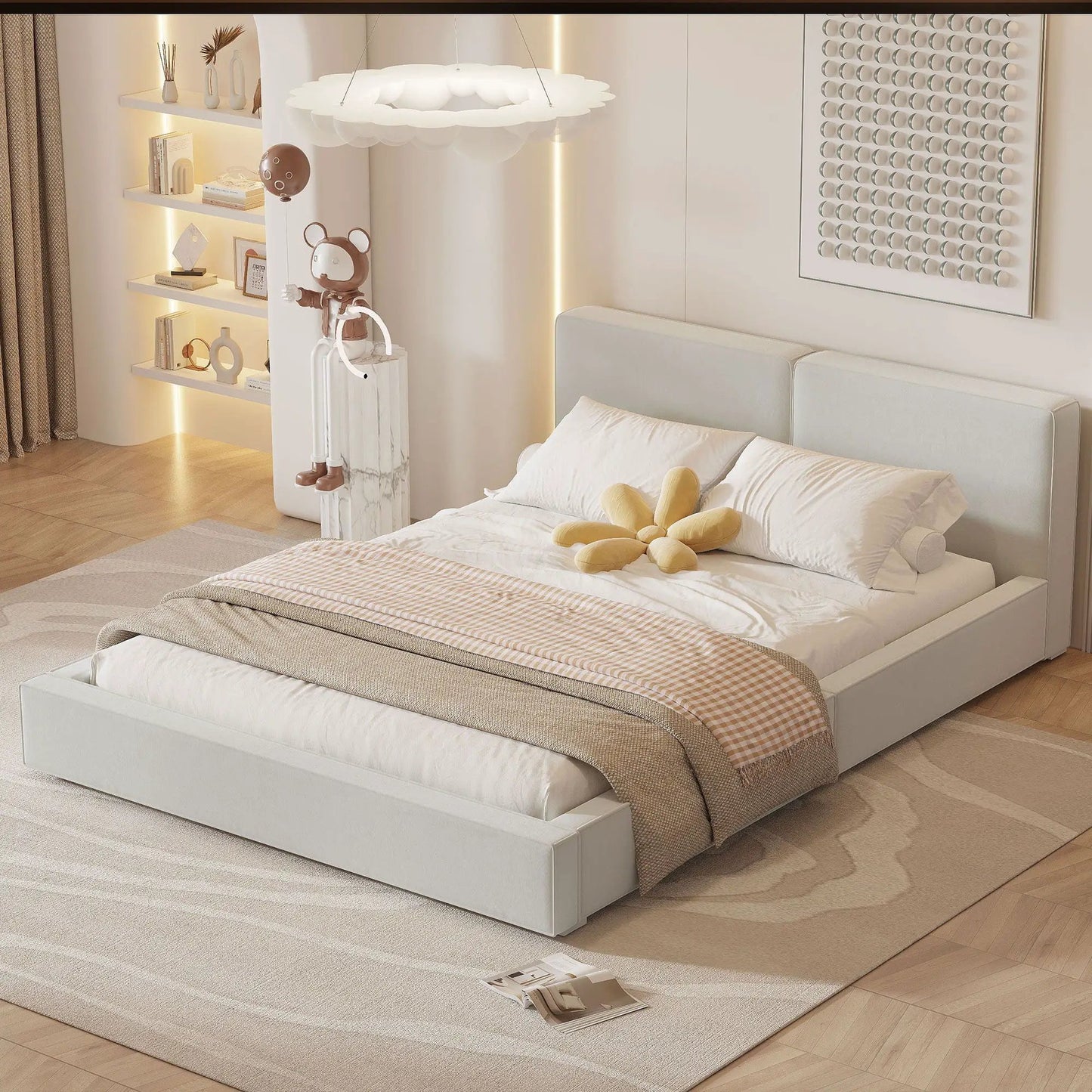 Upholstered Platform Bed With Solid Frame