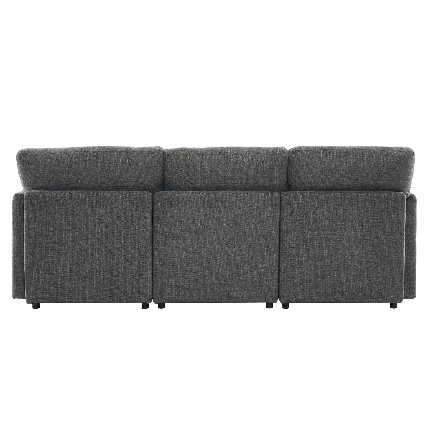 HouseOfZazla modular sectional sofa 2-piece living room set in dark gray textured fabric on Tampa Home & Garden Store