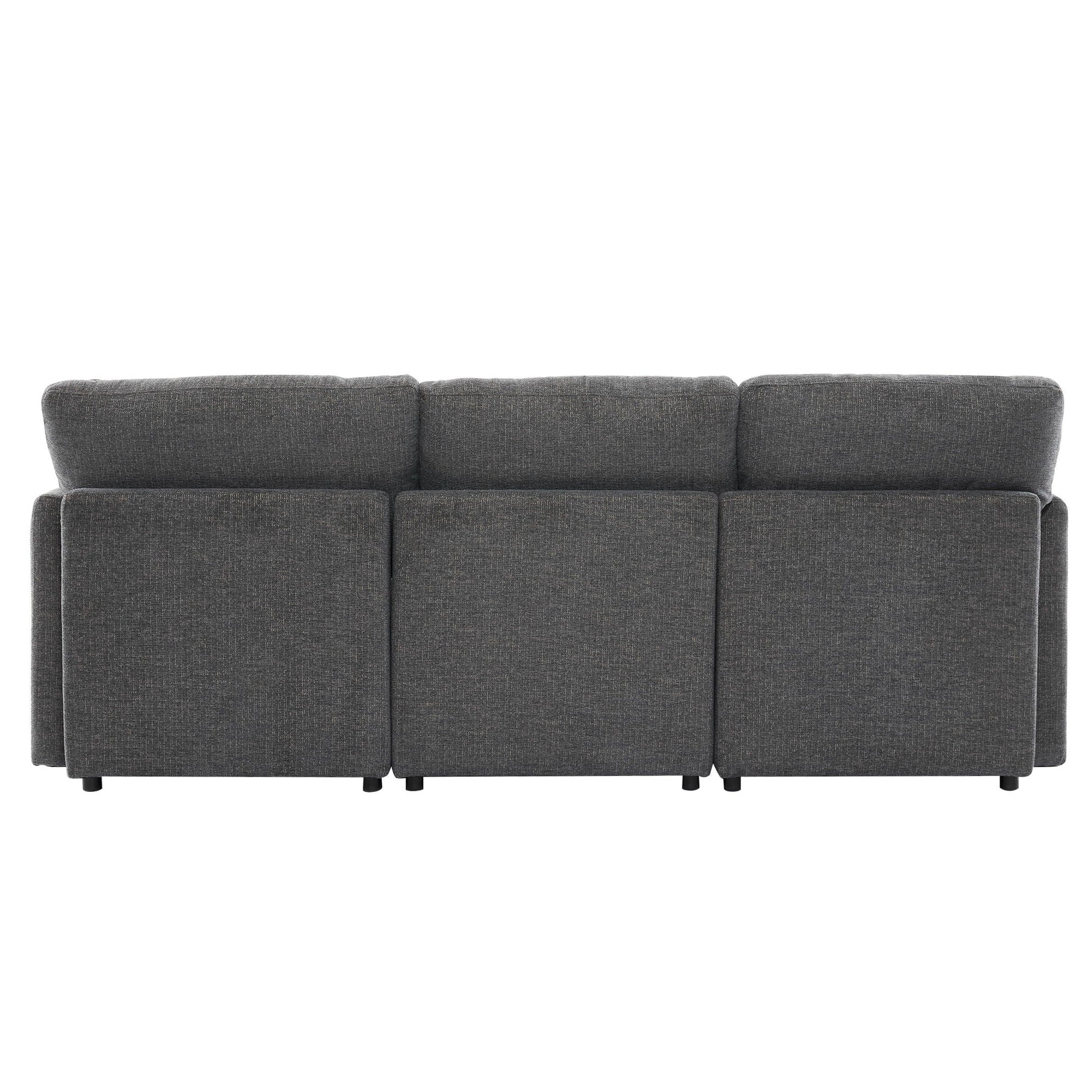 HouseOfZazla modular sectional sofa 2-piece living room set in dark gray textured fabric on Tampa Home & Garden Store