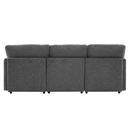 HouseOfZazla modular sectional sofa 2-piece living room set in dark gray textured fabric on Tampa Home & Garden Store