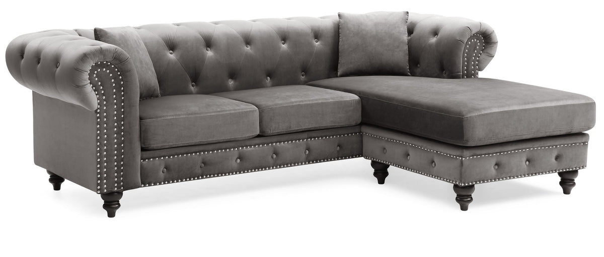 Nola Luxurious Microsuede and Tufted Chaise