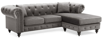 Nola Luxurious Microsuede and Tufted Chaise