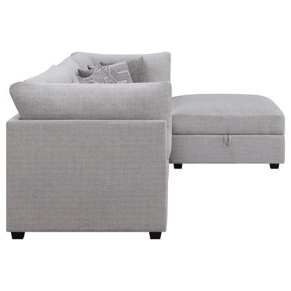 Lafayette modular sofa by HouseOfZazla; 2-piece gray fabric sectional with ottoman on Tampa Home & Garden Store
