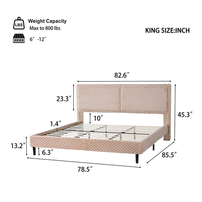 Soft bed backrest bench in beige woven upholstery by HouseOfZazla, king size on Tampa Home & Garden Store