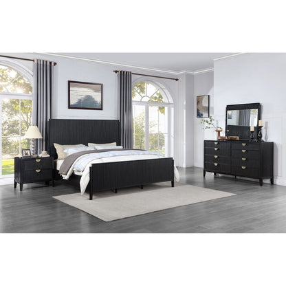 Ennis Bedroom Set by HouseOfZazla in black finish; includes bed, two nightstands, dresser on Tampa Home & Garden Store