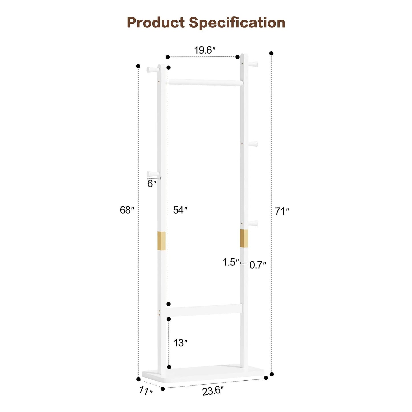 Solid Rubber Wood Hat Rack for Entryways