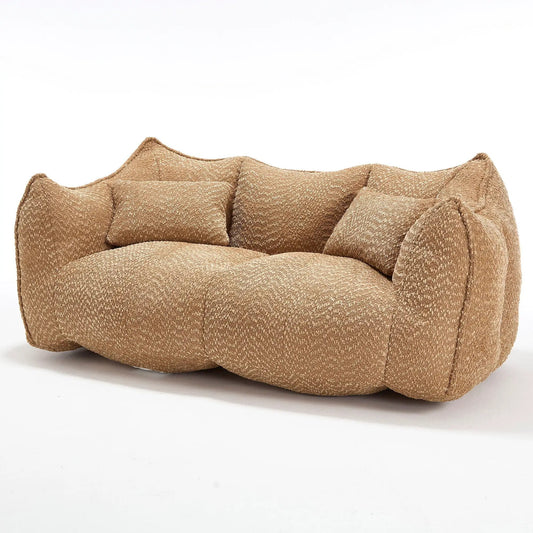 Comfortable dual beanbag chair in brown textured fabric with high resilience foam core for 2 on Tampa Home & Garden Store