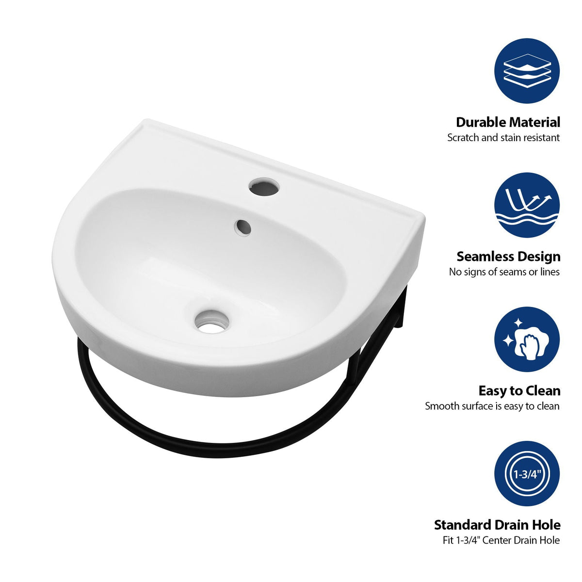 Wall mounted bathroom sink vanity bowl white ceramic with black hardware HouseOfZazla on Tampa Home & Garden Store
