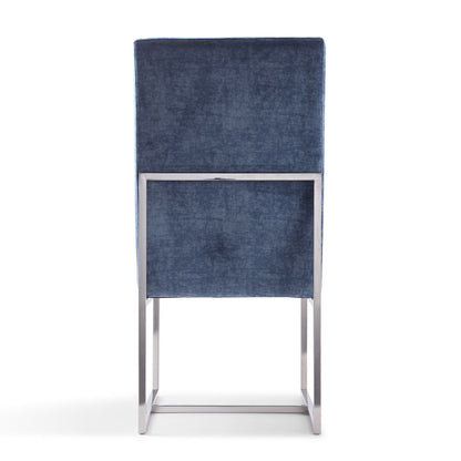 Element Dining Chair blue velvet upholstery with chrome cantilever legs on Tampa Home & Garden Store