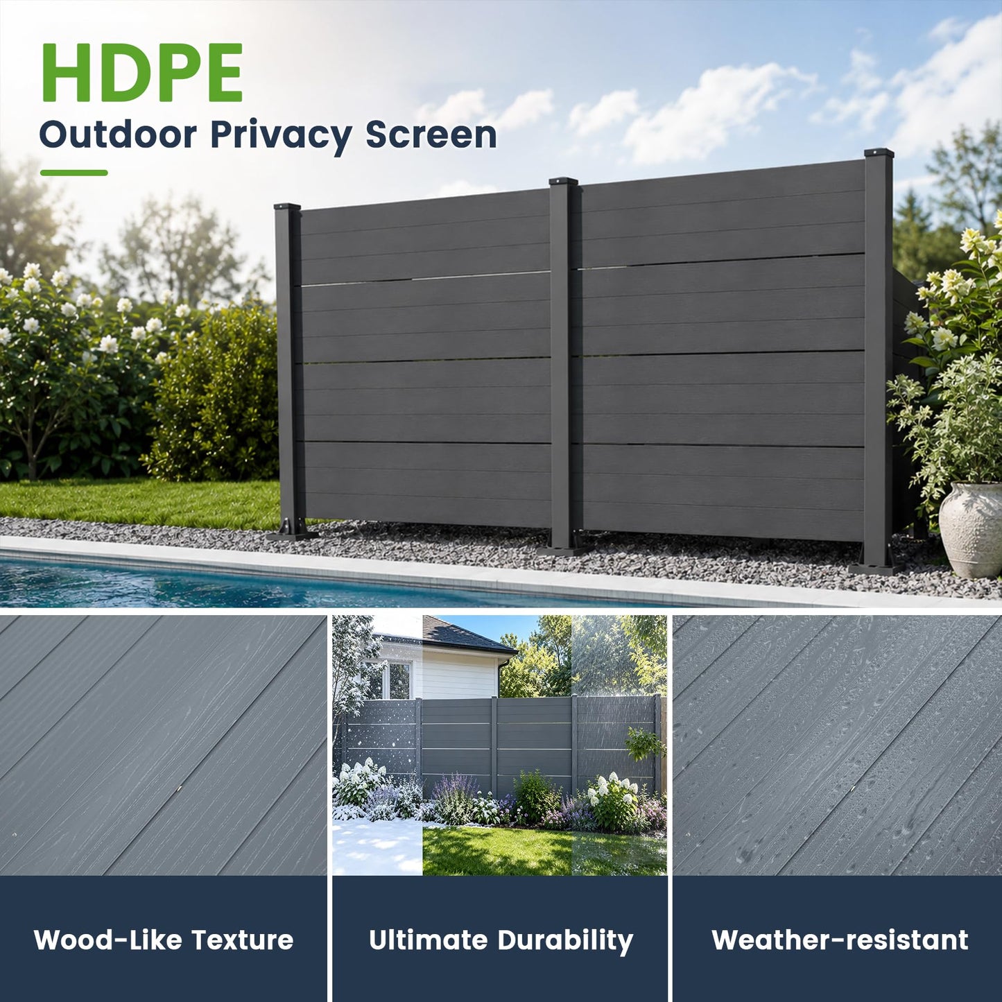Dark Vinyl Outdoor Privacy Screen and Four Panels