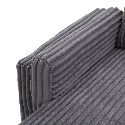 Convertible U shaped Sectional Sofa Bed by HouseOfZazla in gray ribbed fabric on Tampa Home & Garden Store