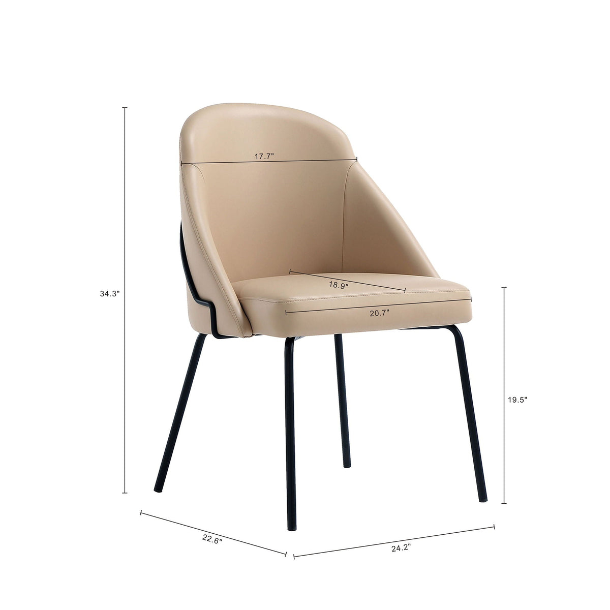 Vegan upholstered dining chair beige with highdensity foam and black metal legs HouseOfZazla on Tampa Home & Garden Store