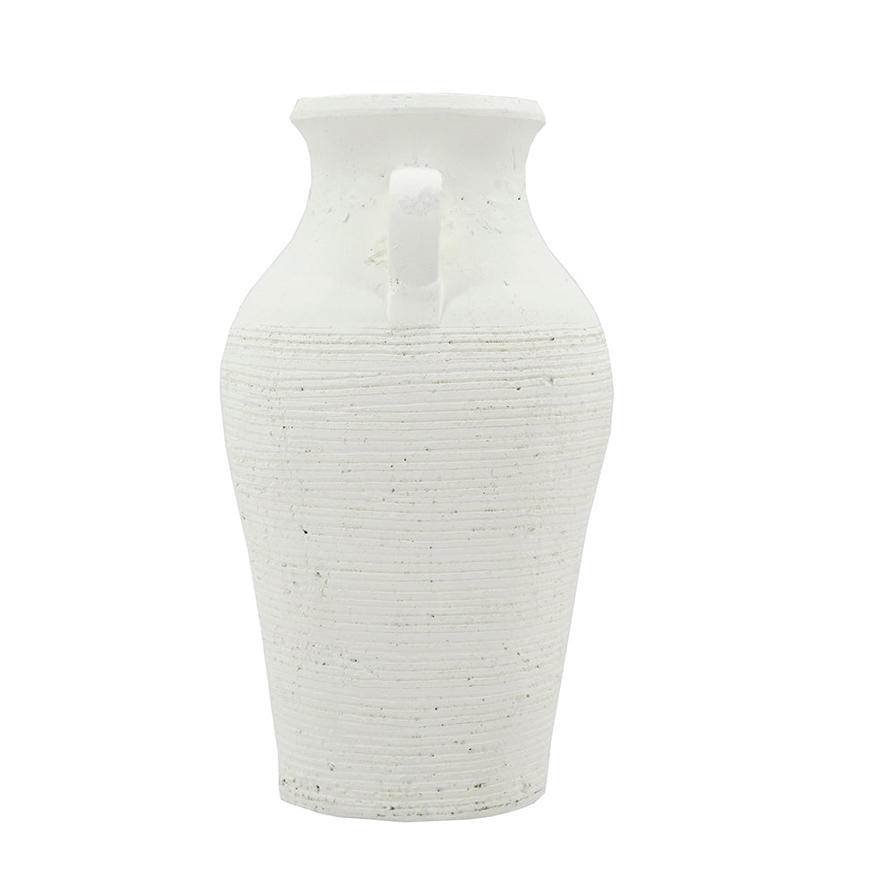 Rustic white terracotta tall vase with ribbed texture HouseOfZazla on Tampa Home & Garden Store