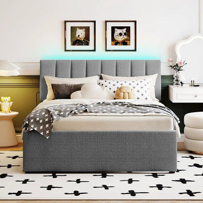 Upholstered Platform Bed With Trundle System