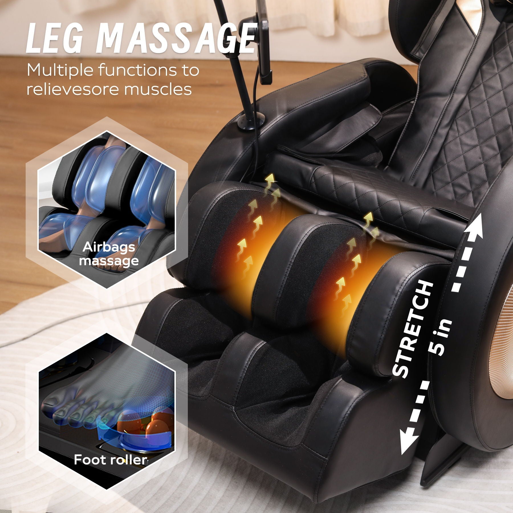 HouseOfZazla massage chair recliner black with zero gravity and full body air pressure on Tampa Home & Garden Store