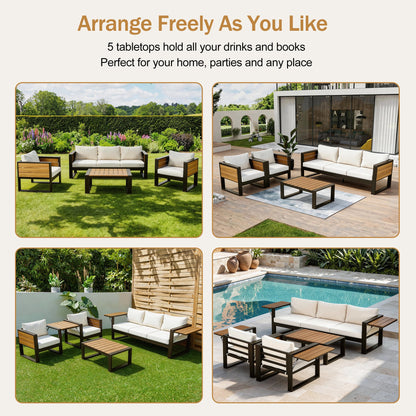 Four Piece Aluminum Outdoor Patio Set for Five