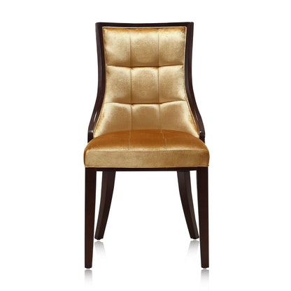 Fifth Avenue Dining Chair set of 2, gold velvet tufted back, dark wood frame HouseOfZazla on Tampa Home & Garden Store
