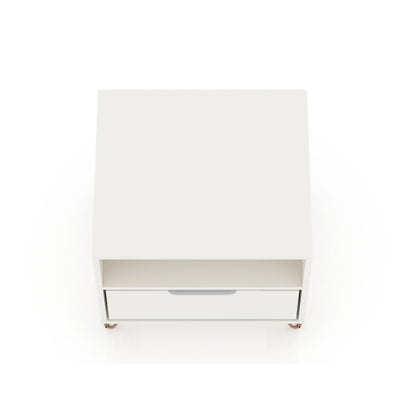 Rockefeller White Nightstand with 1 Drawer and metal legs by HouseOfZazla on Tampa Home & Garden Store