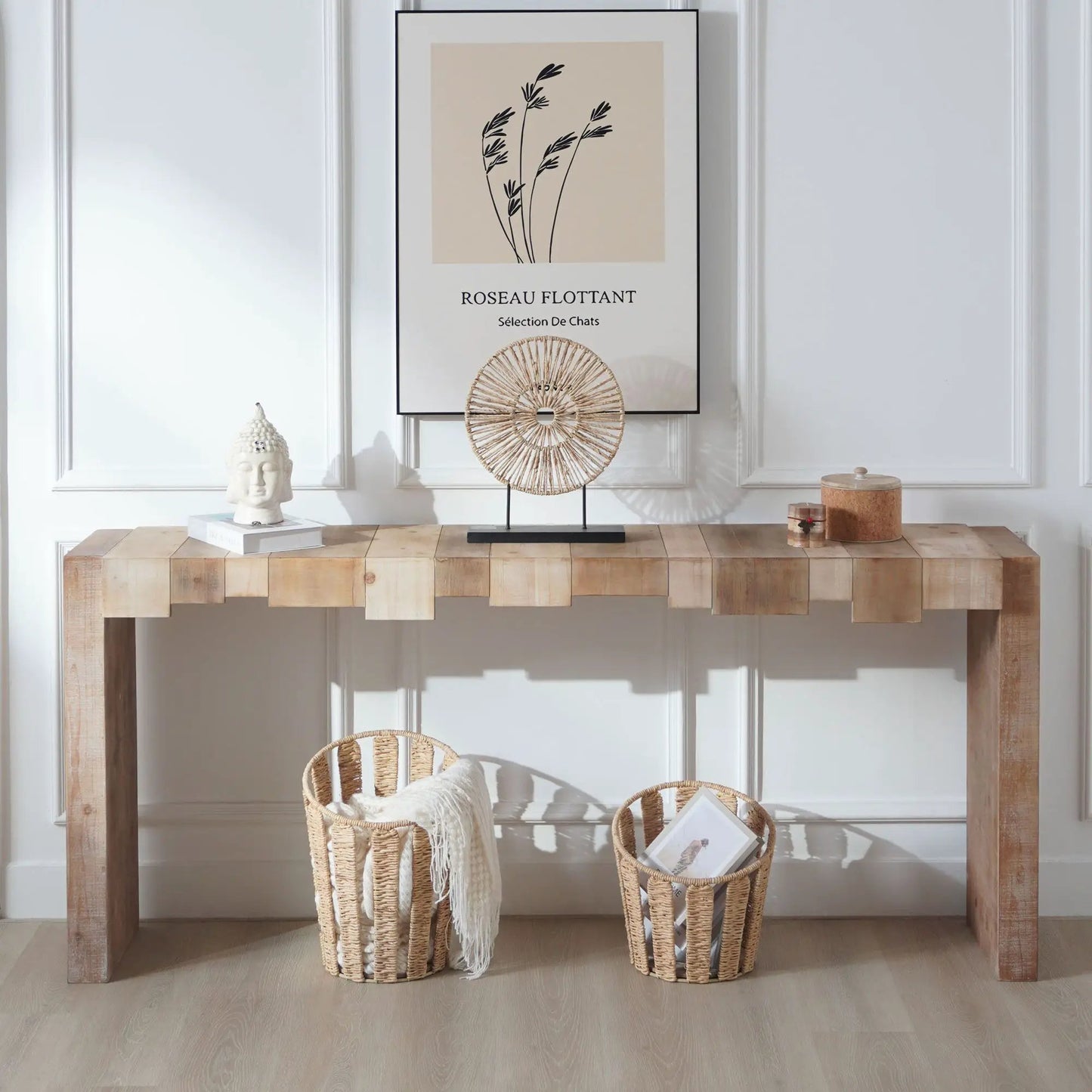 Modern Rustic Table with Sculpted Block Design