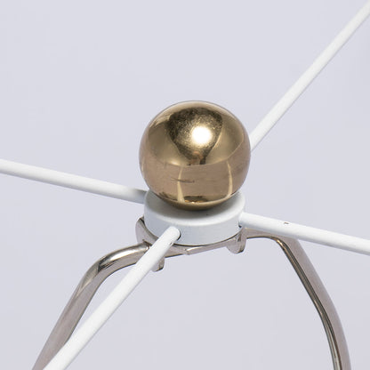 Table lamp with gold spherical finial atop a white aluminum frame on Tampa Home & Garden Store