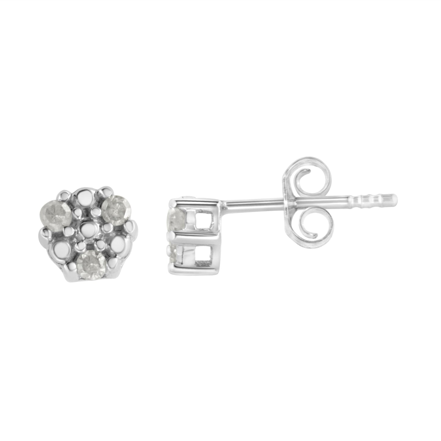 Earrings Sterling silver stud with prong-set round-cut diamond trio on Tampa Home & Garden Store