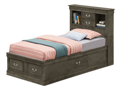 Traditional Style Bookcase Storage Bed in dark wood with shelves and drawers by HouseOfZazla on Tampa Home & Garden Store